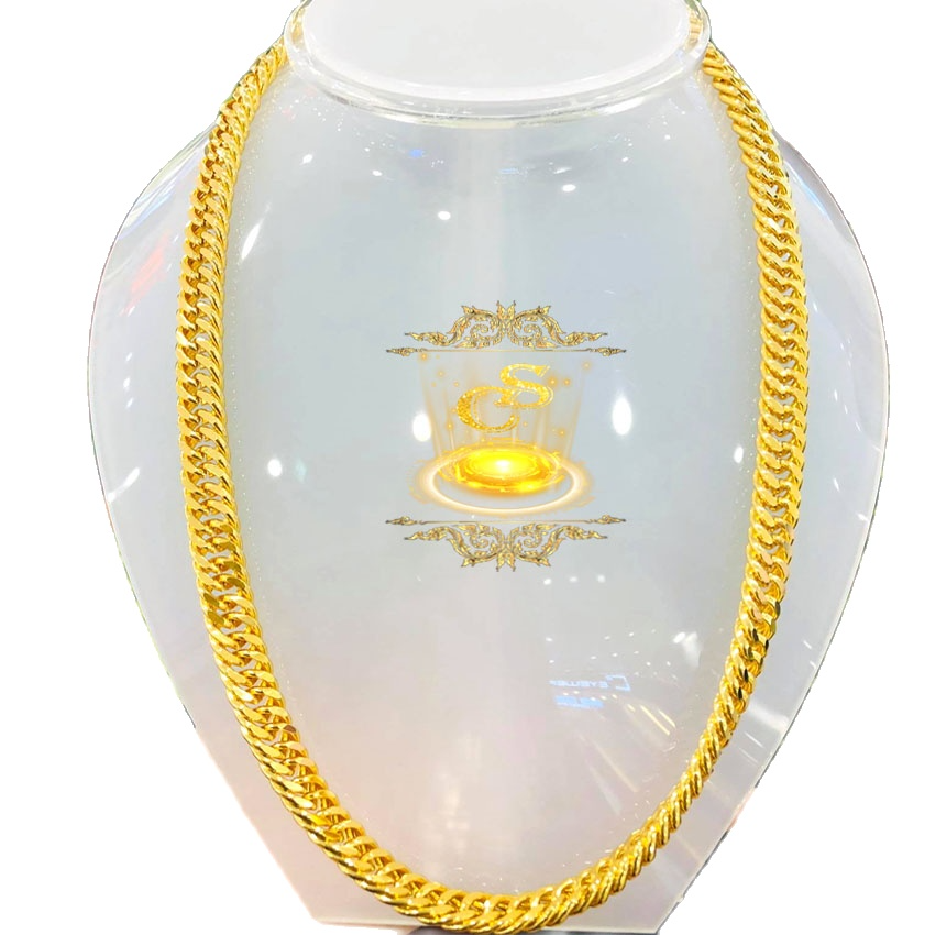 dây chuyền khoen lật bản to mạ vàng 18k - kích thước 1x60cm, đường nét tỉ mỉ, công nghẹ xi hiện đại - caraven silver - MY