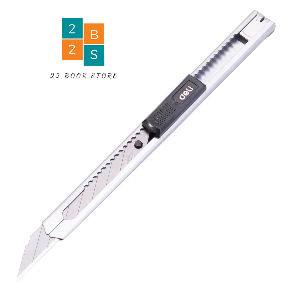 Dao đẩy - dao rọc giấy inox nhỏ 30 độ deli 2034