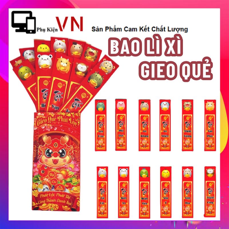 Bao Lì Xì Que Gieo Quẻ Phát Lộc , Phát Tài May Mắn Tết 2024 Giáp Thìn - Phong Bao Lì Xì Rút Quẻ May Mắn Đầu Năm HotTrend - Thiết Kế Độc Lạ