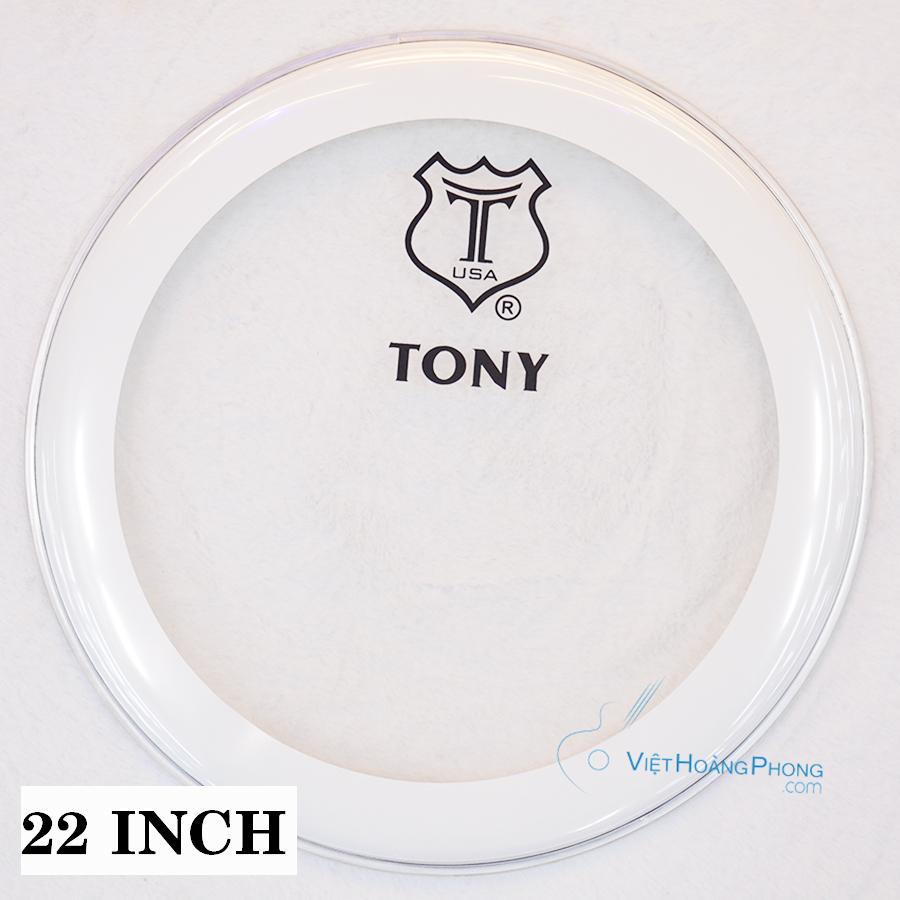 Mặt trống Jazz - Trống Da TONY thương hiệu USA Viền Trắng 22 inch - Việt