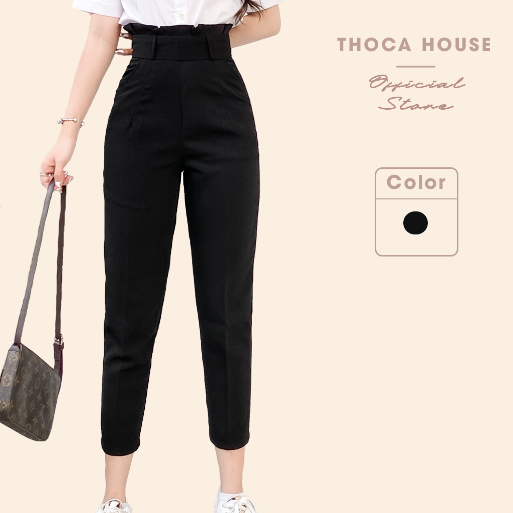 Quần baggy nữ nơ eo công sở THOCA HOUSE form dáng chuẩn, vải dày dặn cao cấp, chân dài cực xinh cho nàng