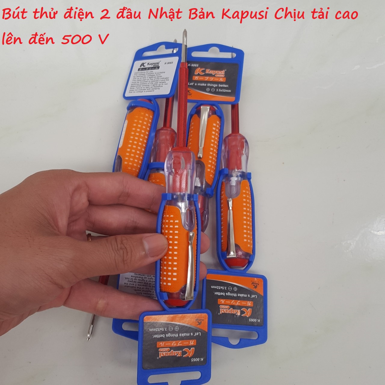 Bút thử điện nhật kapusi 2 đầu k-9065 chịu tải cao lên đến 500 v