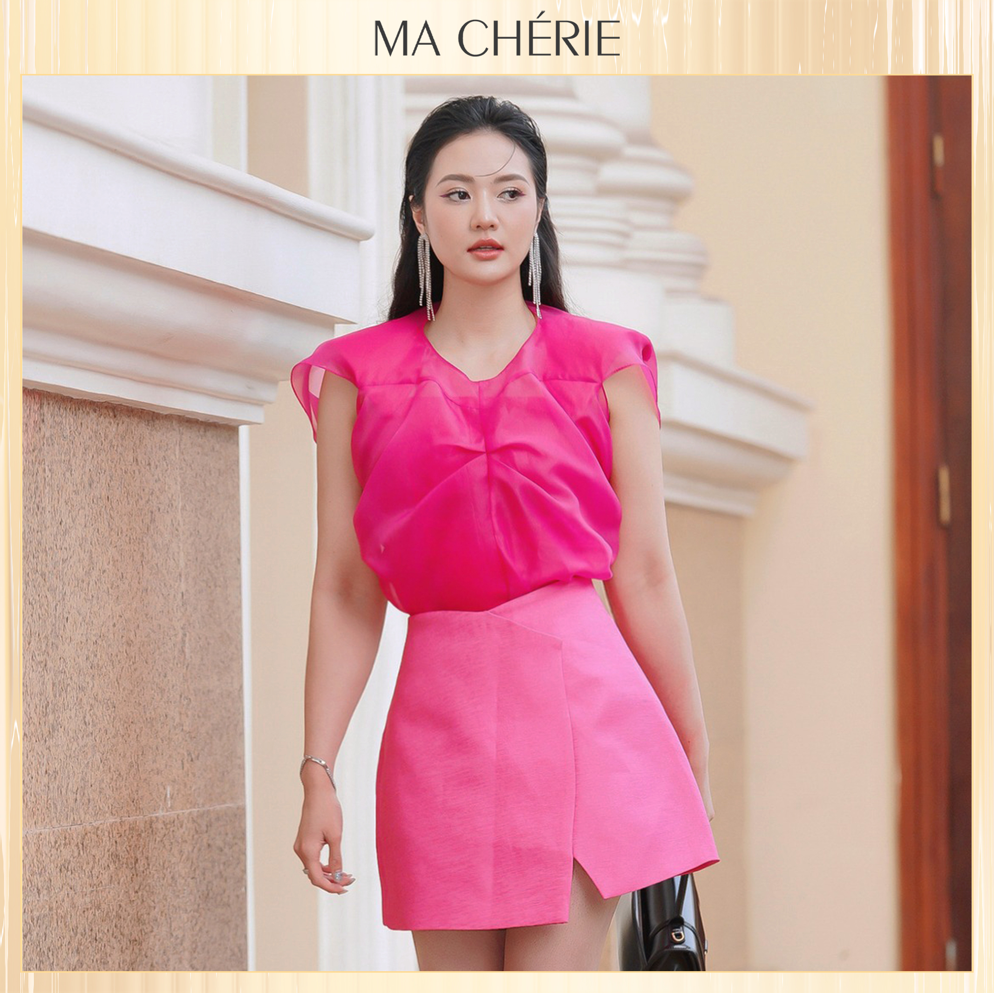 Áo nữ layla tone magenta sang chảnh chất liệu oganza ma chérie - amc2111114