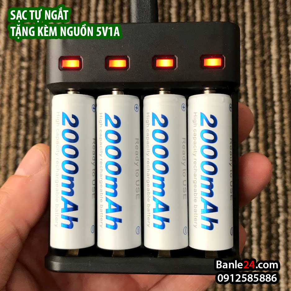 Combo pin sạc AA/AAA tự ngắt BL804, tặng kèm nguồn 5v1A, dùng cho mic không dây, máy ảnh, điều khiển và các thiết bị khá