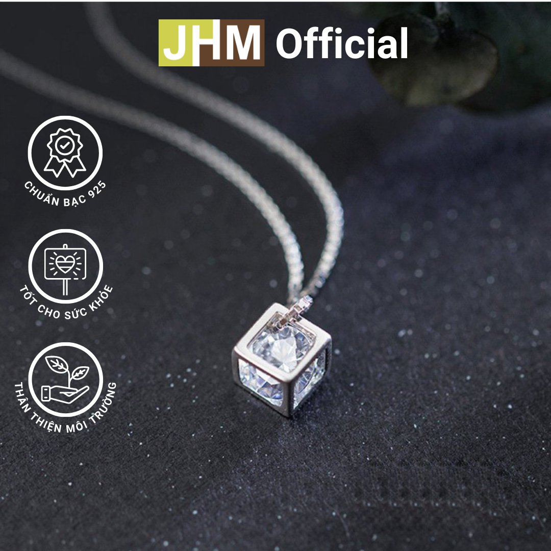 Dây chuyền bạc 925 | Dây chuyền bạc cao cấp JHM | Dây chuyền hạt lập phương đính đá