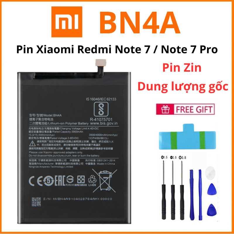 Pin zin Xiaomi Redmi Note 7 / Note 7 Pro BN4A | Hàng zin chính hãng | Dung lượng gốcTặng kèm bộ tháo mở