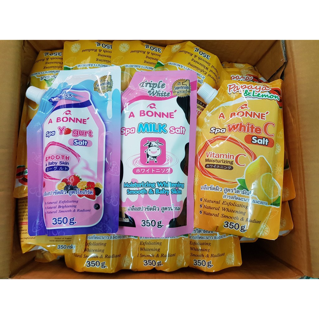 Bộ 3 Muối tắm sữa bò tẩy tế bào chết A Bonne Spa Thái Lan 350gr (3 hương)
