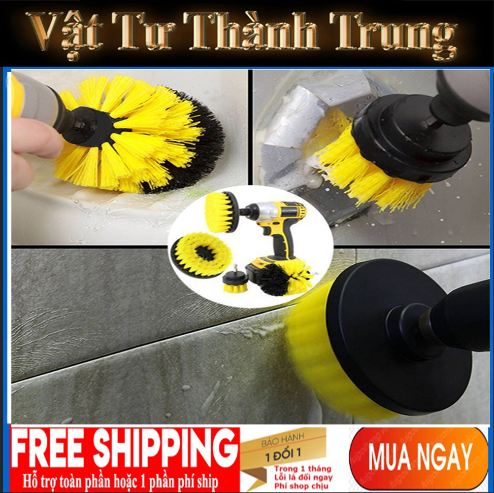 Bộ 3 bàn chải lắp máy khoan - Dụng cụ cọ vệ sinh nhà cửa,xe ô tô , xe máy thông minh