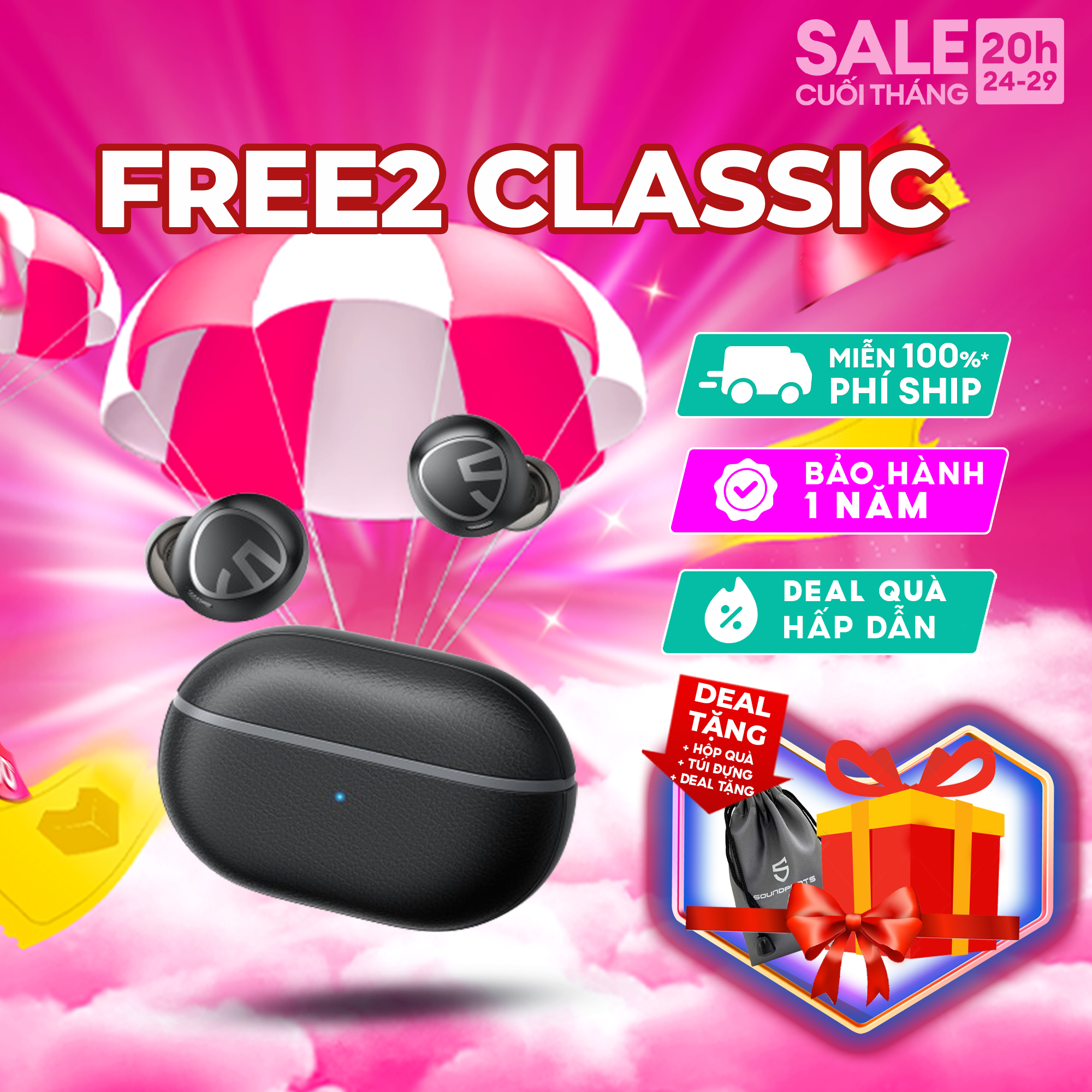 Tai nghe True Wireless bluetooth Soundpeats Free2 Classic chống nước IPX8