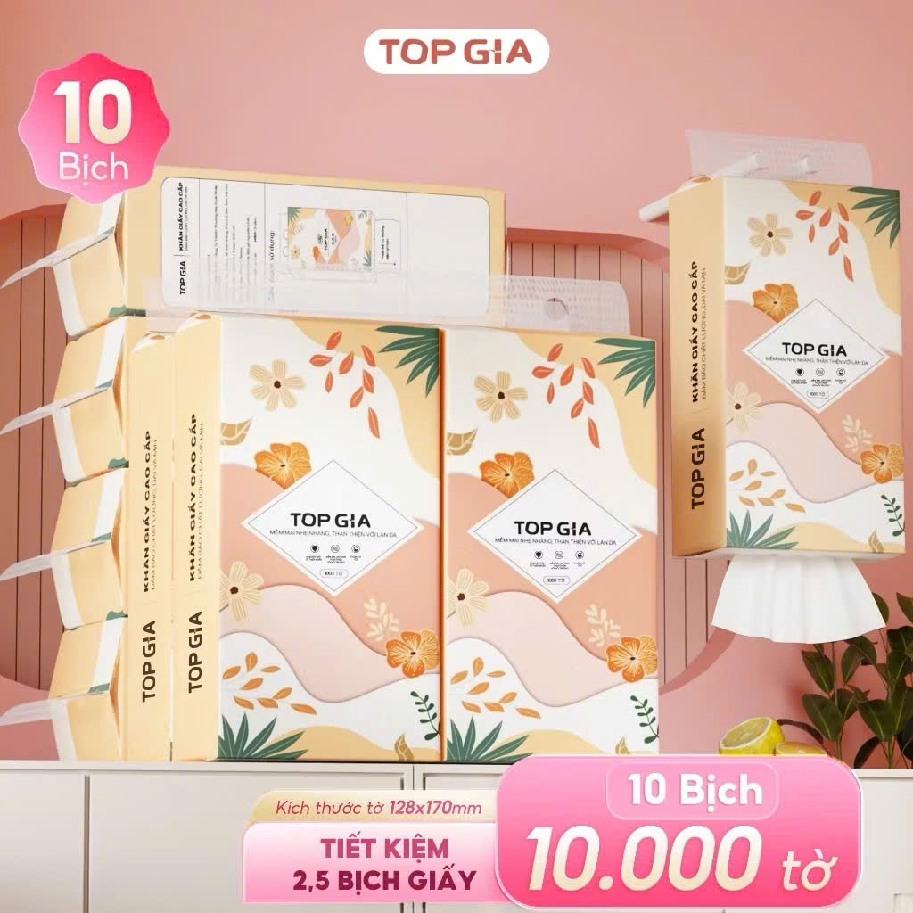 Top Gia Tieu Ha Wall-Mounted Tissue Paper, Toilet Paper 6 Packs of 1000 Sheets, Safe for All Skin Types, Used for All Spaces - 3