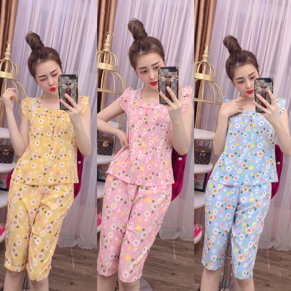 SET BỘ LỤA HOA NHÍ TAY CÁNH TIÊN DỄ THƯƠNG (ẢNH THẬT) - CÓ SIZE 40-75KG - LUA04
