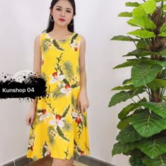 Váy Hoa Chất Lanh Lụa Mát, Nhiều Màu