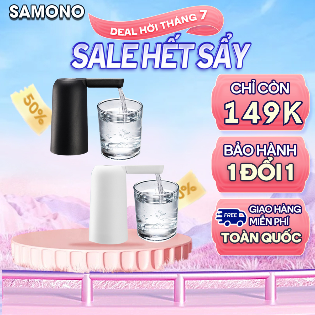 Samono Vòi bơm hút bình nước bình rượu điện tự động có sạc USB SW-CQ04