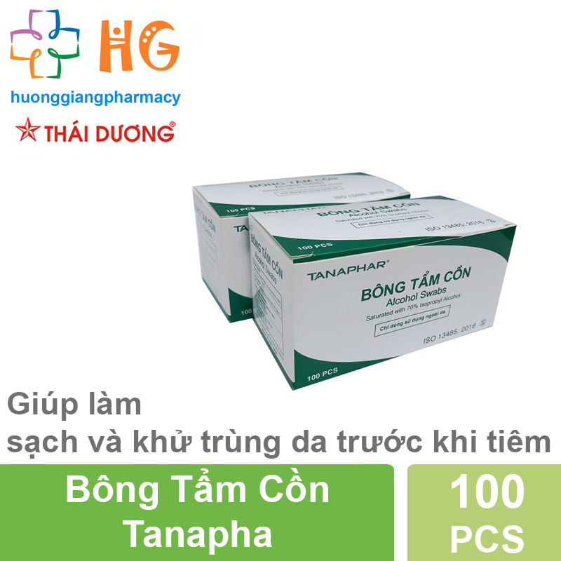 Bông Tẩm Cồn Tanapha - Giúp làm sạch và khử trùng da trước khi tiêm