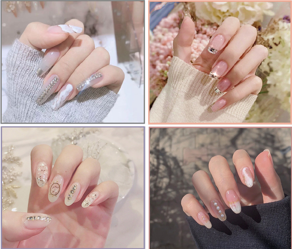 Móng giả đính đá bộ 24 móng /Kèm keo/ móng tay giả làm nail Z1-20