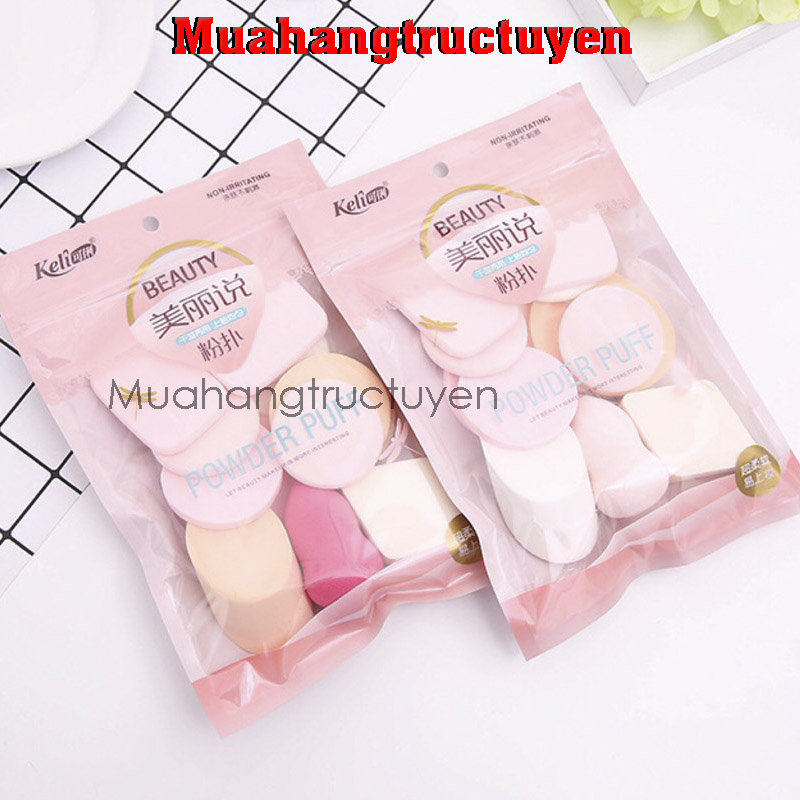 Túi 13 mút trang điểm đa chức năng, 13 mút trang điểm tiện dụng bằng bọt biển