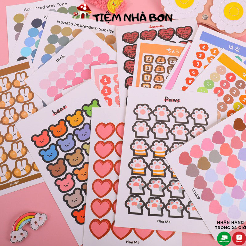Sticker hình dán cute dễ thương trang trí bảng kế hoạch sổ tay, nhãn dán tranh ảnh treo tường