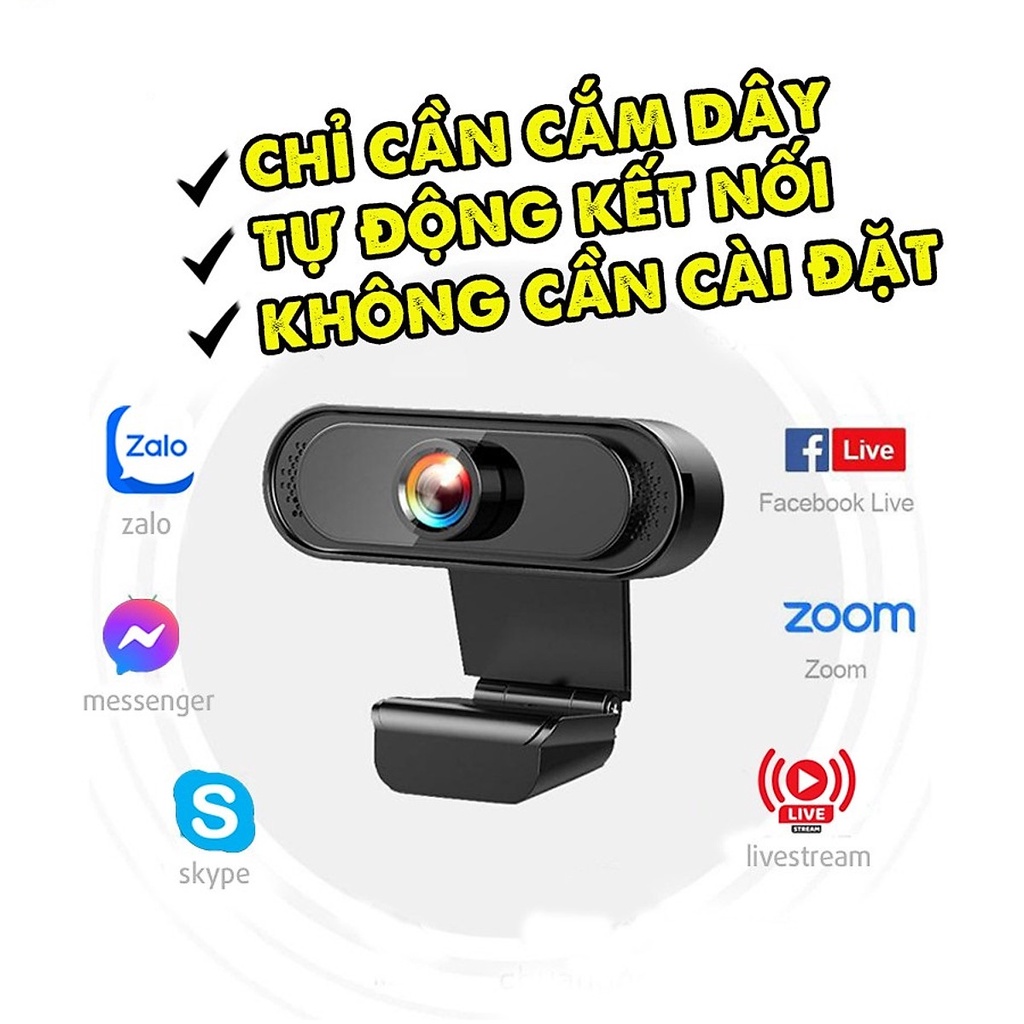 Webcam full HD 1080P siêu nét có Micro dành cho máy tính bàn và laptop phù hợp học và làm việc Online - Bảo Hành 12 tháng