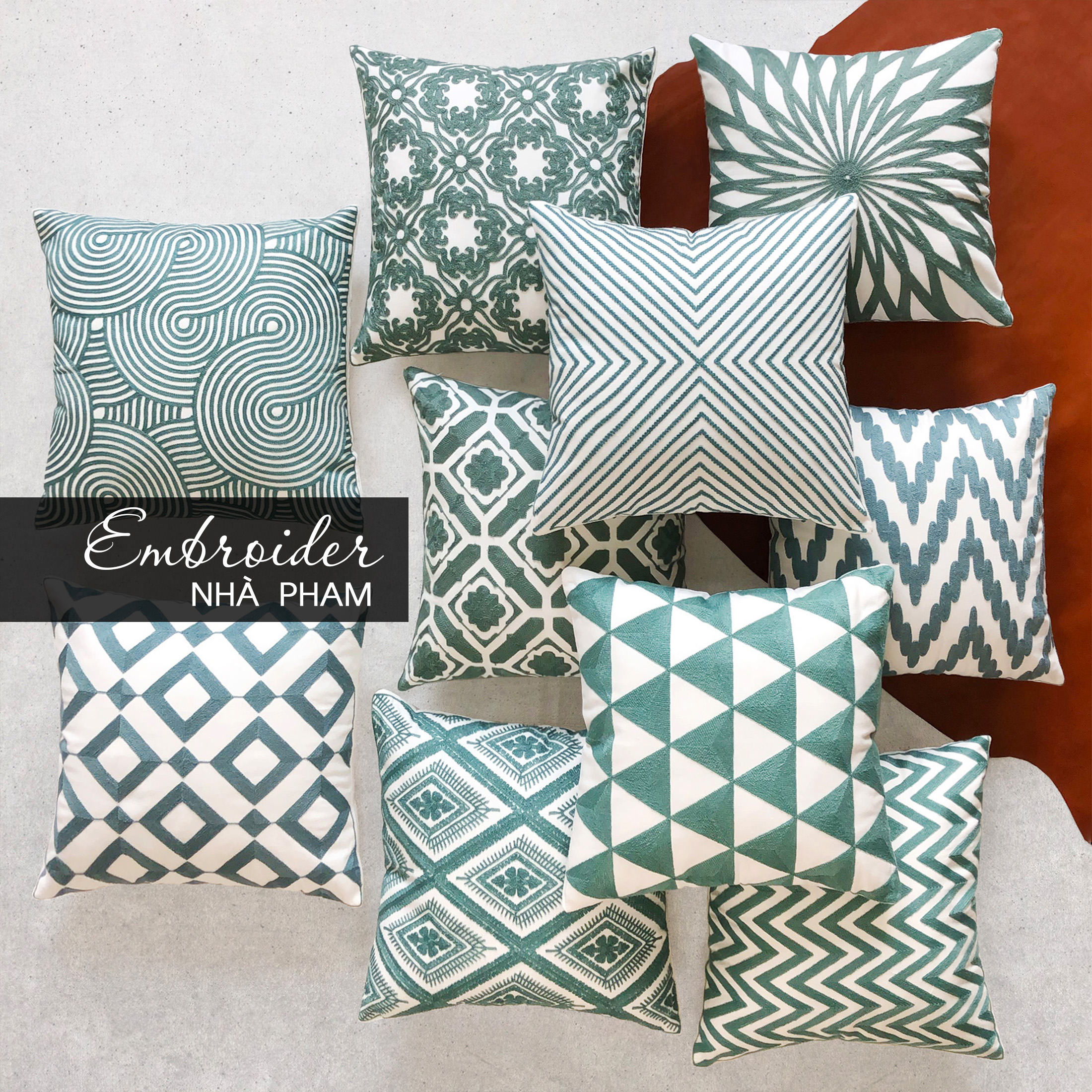 Vỏ gối sofa embroider pham
