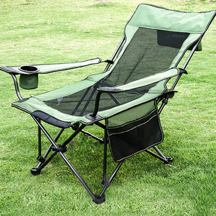 Ghế bố xếp nắm ngủ có tay vịn , ghế xếp gấp gọn đa năng có khay cốc , ghế xếp câu cá tặng túi đựng tiện lợi Canashop