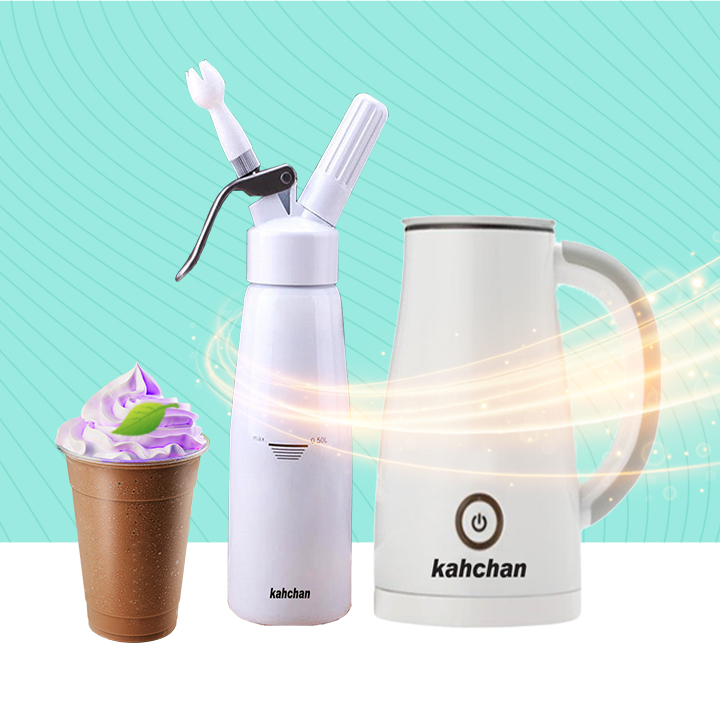 [Trả góp 0%]máy đánh sữa tạo bọt và bình xịt kem tươi kahchan