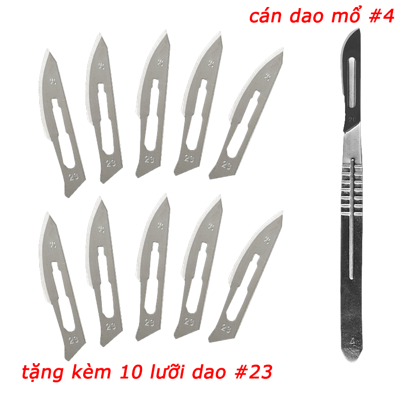 Cán dao mổ y tế số 4（tặng kèm 10 lưỡi dao mổ doctor số 23）cho thú y