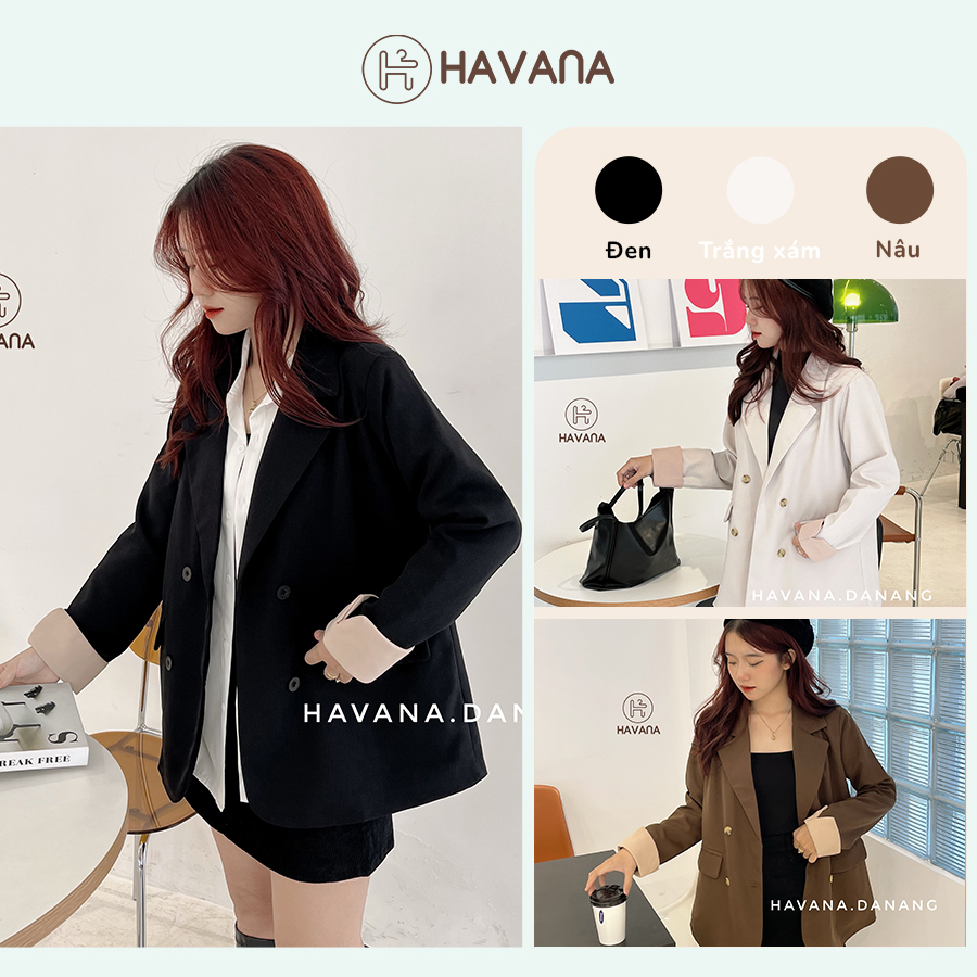 Áo khoác blazer tay lật 2 lớp dày dặn, áo vest nữ ullzang tay dài phong cách hàn quốc hef31