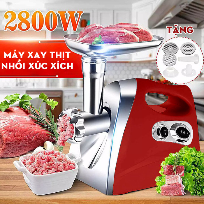 Máy làm xúc xích [TẶNG BỘ NHỒI XÚC XÍCH], xay thịt, cá, xay gia vị đa năng - Máy xay thịt - Làm giò, chả - Dễ dàng tháo rời vệ sinh