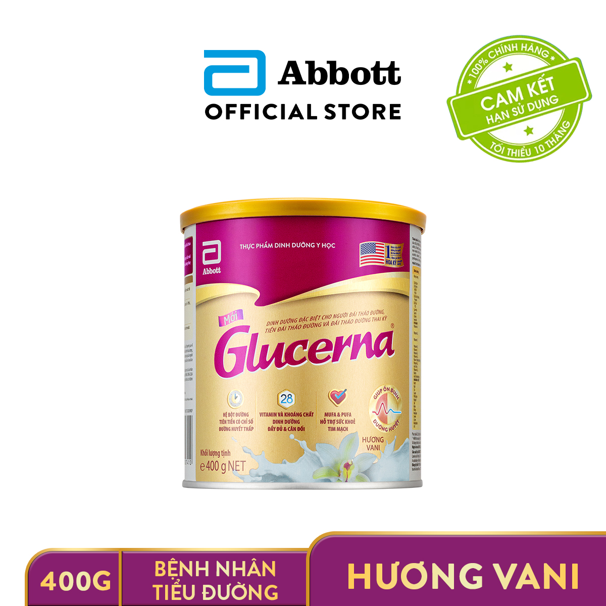 Lon sữa bột Glucerna Hương Vani 400g