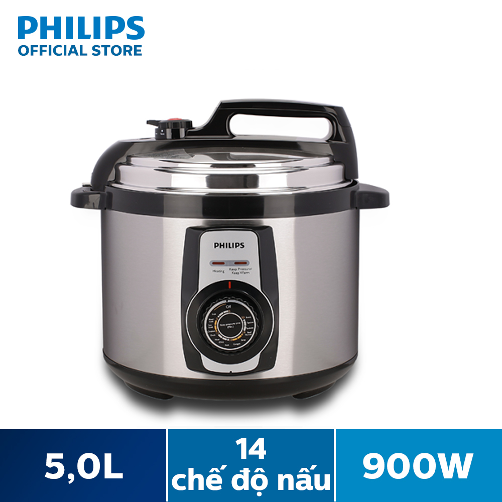 Nồi Áp Suất Điện Philips HD2103/66 (5L)-14 Công Thức Nấu Ăn-Lồng Nồi Bền, Chống Dính-Hàng Phân Phối Chính Hãng
