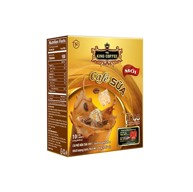 Cà phê king coffee hòa tan 3in 1 café sữa - hộp 10 gói