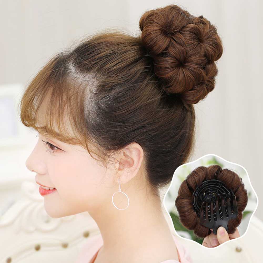 Búi tóc giả trung niên nữ đẹp cao cấp dầy đẹp, kẹp tóc giả búi tóc hoa trà