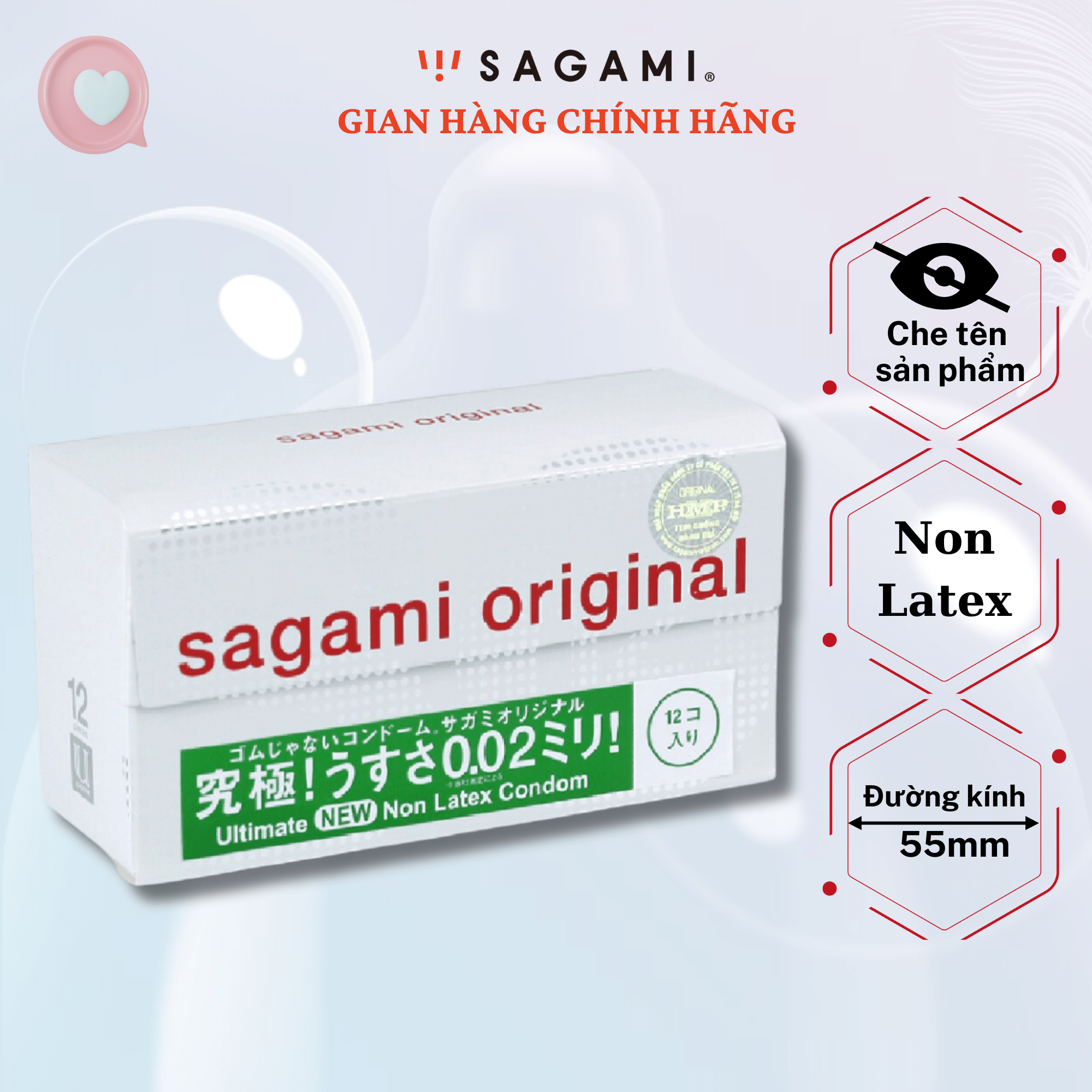 Bao cao su nam Sagami Original 002 - baocaosu siêu mỏng - non latex - hộp 12 chiếc