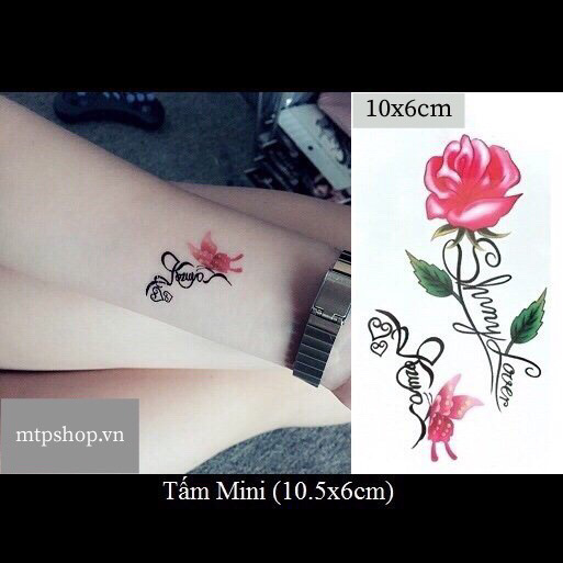 [HCM]Combo 5 tấm hình xăm dán tattoo 10x20cm HOA HỒNG TUYỆT ĐẸP (Một tấm gồm nhiều hình. Mua 2 tặng 1. Chọn mẫu tùy thích)