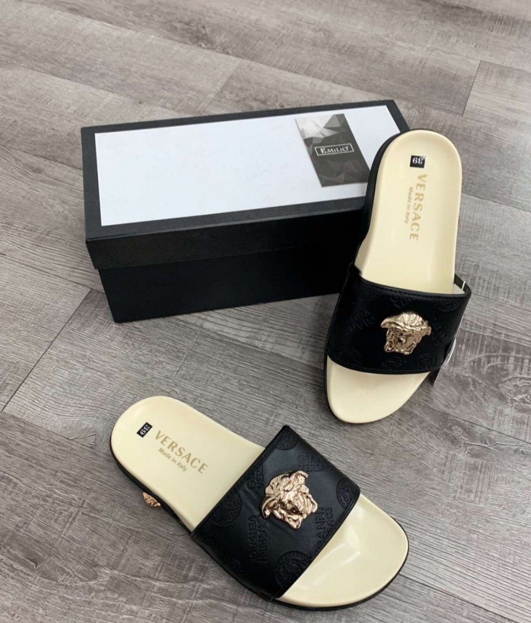 [Giảm Giá Cực Sock] Dép Nam Quai Ngang Vơ Sạc Mác Vàng - VS4, Shop uy tín cam kết dép như ảnh+ bảo hành dép 12 tháng, dép lê nam được làm và bán tại xưởng giá sỉ = lẻ, đế cao su mềm đi êm chân, mặt da bò vĩnh viên không bong chóc.