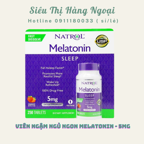 Date 9/23 Viên Ngậm Giúp Ngủ Ngon Natrol Melatonin Sleep - 5Mg x250 Viên Mỹ