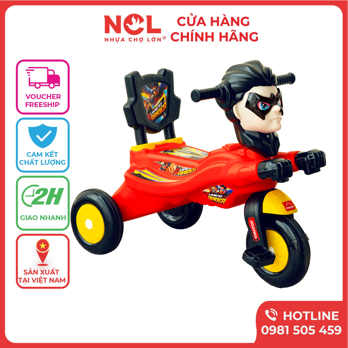 Xe 3 bánh L7 Super Raider Nhựa Chợ Lớn Dành Cho Bé Từ 3 Tuổi Trở Lên