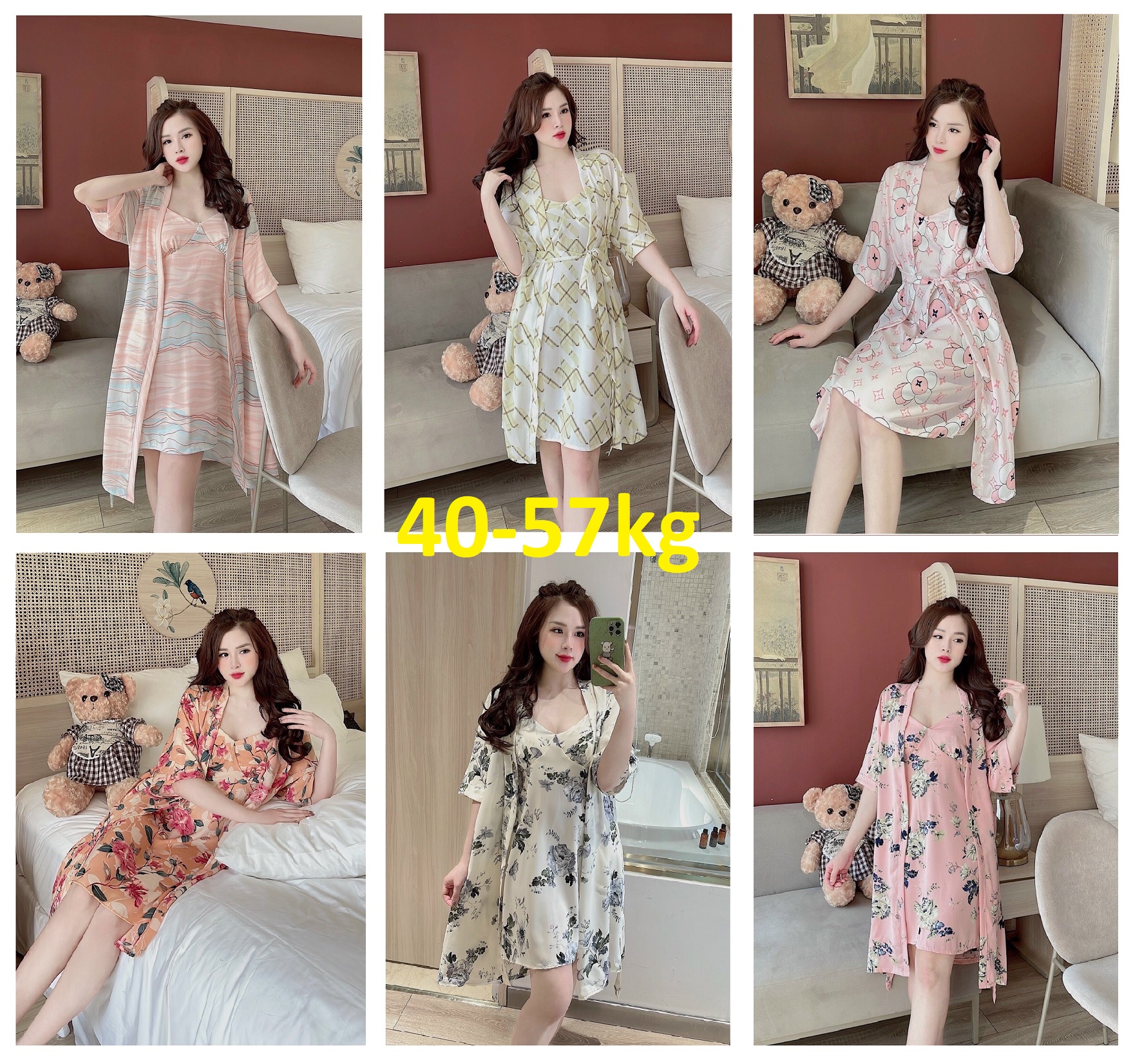 Đầm ngủ lụa mai ngô - cổ sơ mi