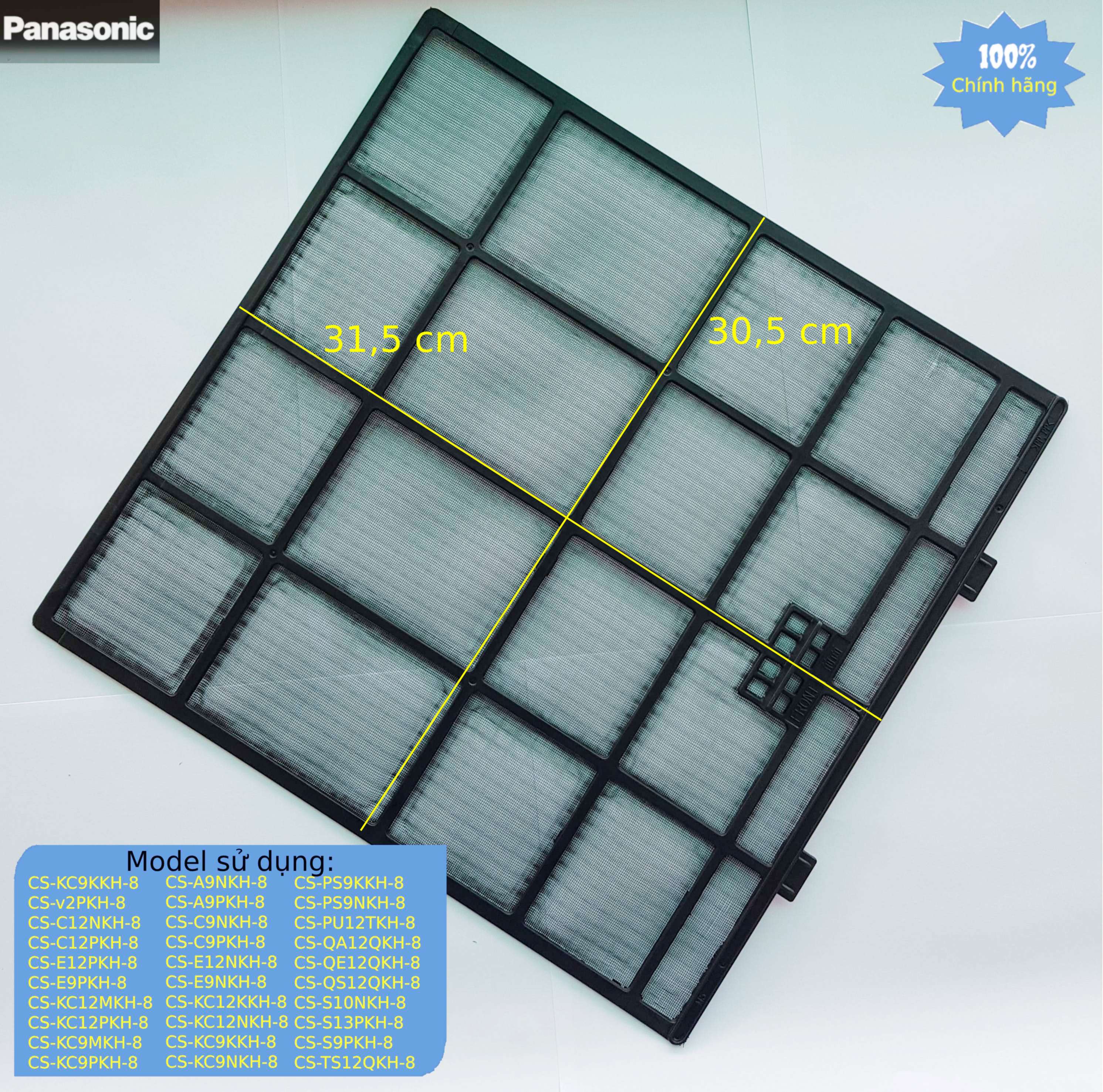 Lưới lọc máy lạnh panasonic - cs-pc9jkh -- cs-pc12jkh -- cs-kc9jkh -- cs-kc12jkh-- cs-kc9kkh-8 -- cs-kc12kkh-8