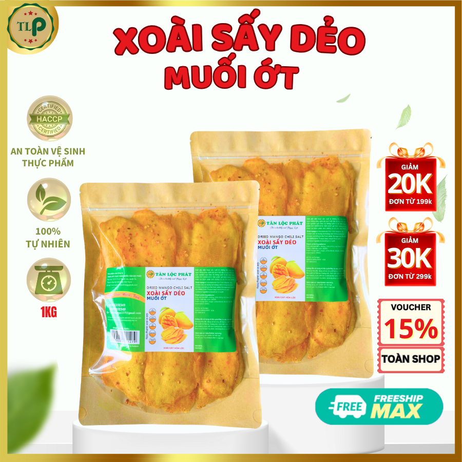 Xoài sấy muối ớt tân lộc phát bịch 500g | sấy thăng hoa | đồ ăn vặt yêu thích