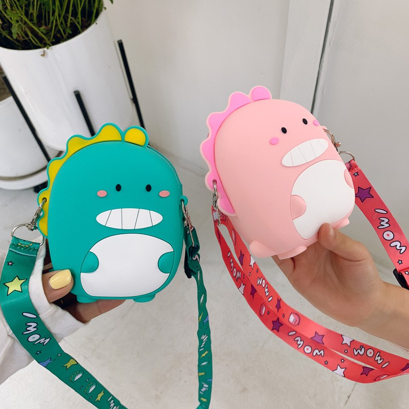 [Lấy mã giảm thêm 30%]Túi Đeo ChéO Mini Silicon Hình Khủng Long Dễ Thương Phong Cách Hàn Quốc Cho Bé Gái TX23
