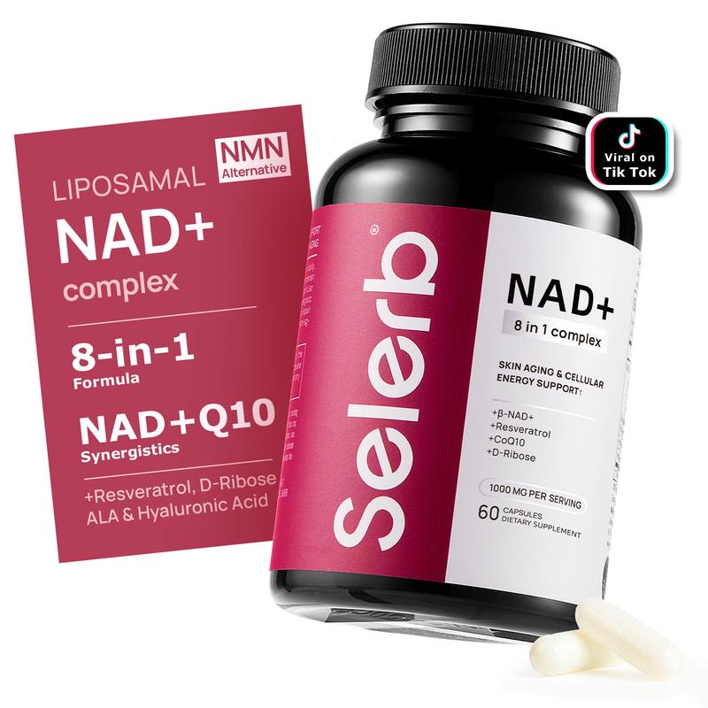 Thực phẩm bổ sung Selerb NAD+ dành cho phụ nữ, thay thế NMN, dạng Liposomal -β-NAD+, Trans-Resveratrol, CoQ10, D-Ribose - Hỗ trợ tái tạo tế bào, năng lượng và sức khỏe da - 60 viên nang x 2-o6206