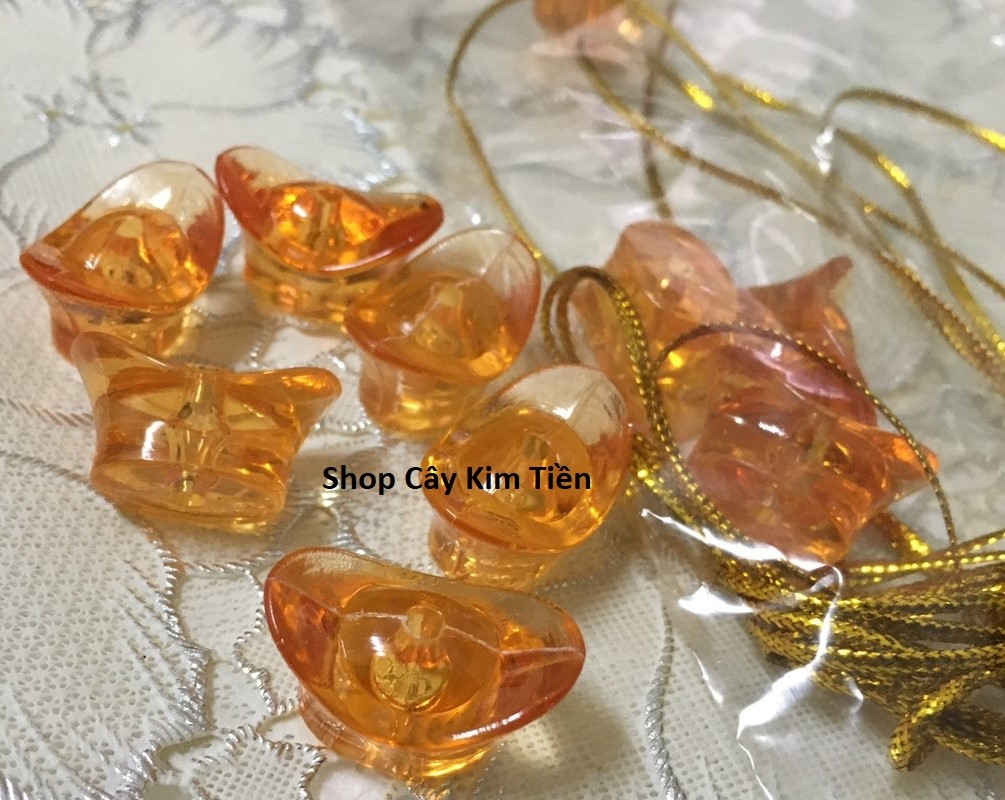 Thỏi Vàng nhỏ ( 10 thỏi/ túi, màu cam)- nguyên liệu làm đồ handmade tặng kèm chỉ vàng làm dây treo trang trí