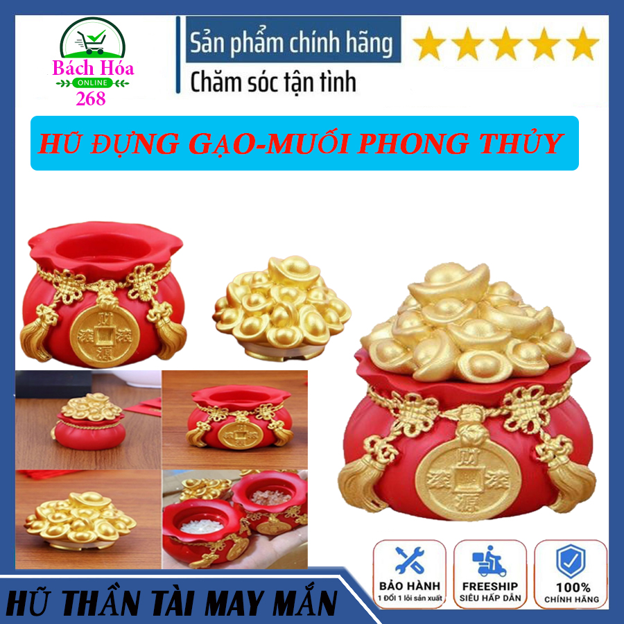 Hũ đựng muối gạo thần tài, hũ đựng muối gạo, hũ muối gạo mang nhiều tài lộc, hũ đựng muối gạo tài lộc, hũ đựng tài lộc