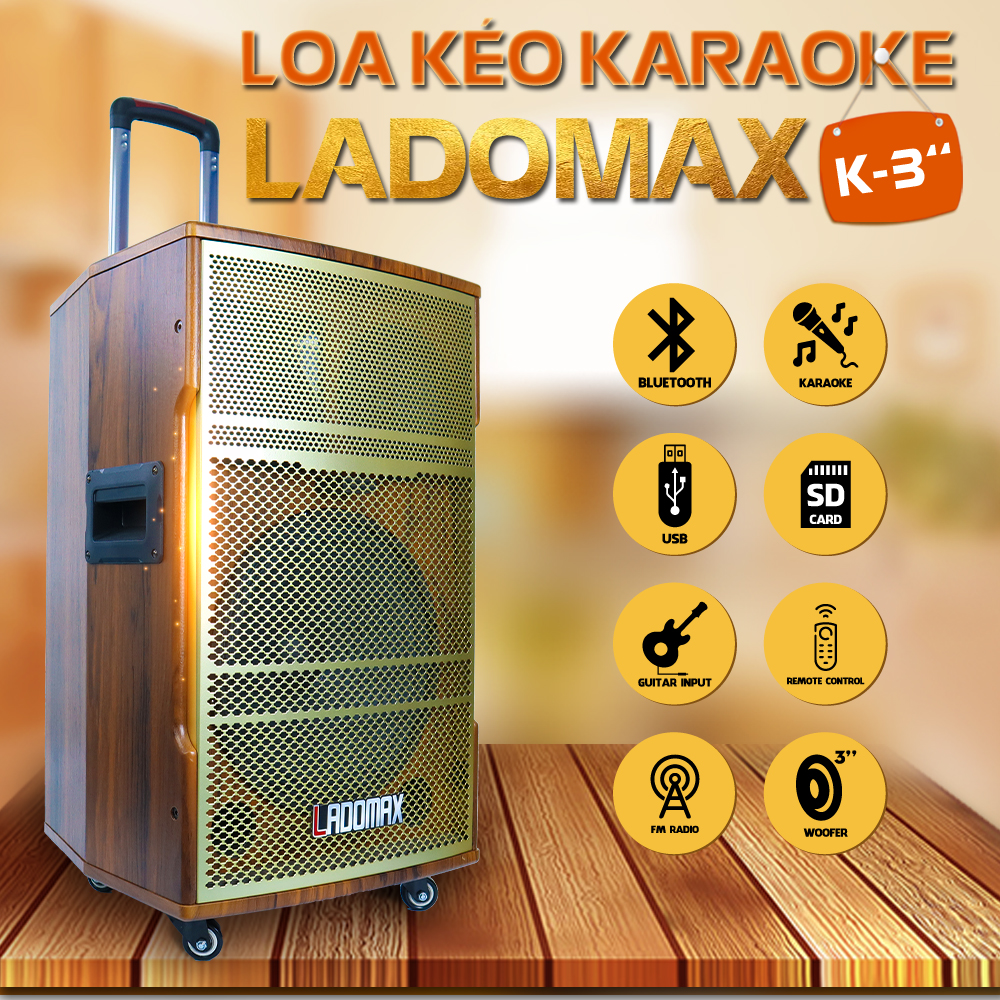Loa kéo Karaoke K3 Loa kẹo kéo âm thanh chuẩn tiện dụng nhiều chức năng BH 1 năm