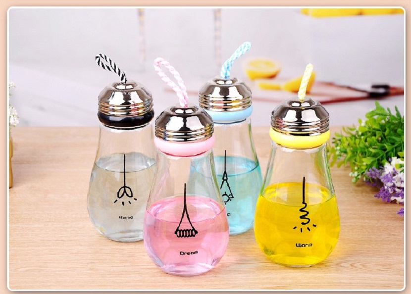 Bình nước thủy tinh, bình thủy tinh trong suốt hình bóng đèn lạ mắt có thể dùng làm trang trí