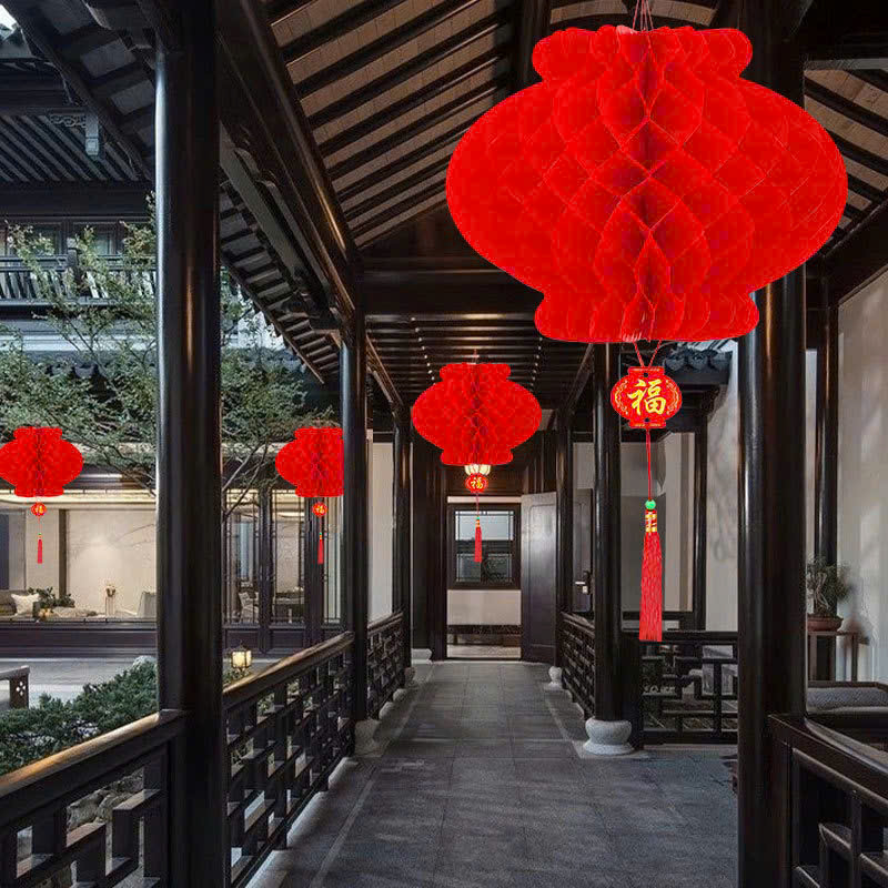 Combo 10-20-50 Cái Lồng Đèn Giấy Đỏ Treo Trang Trí Tết 2025