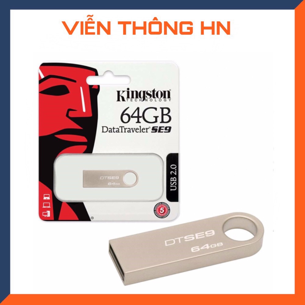 USB 2.0 Kingston data traveler se9 64gb  - dung lượng thực ứng dụng cho cho máy tính laptop ...