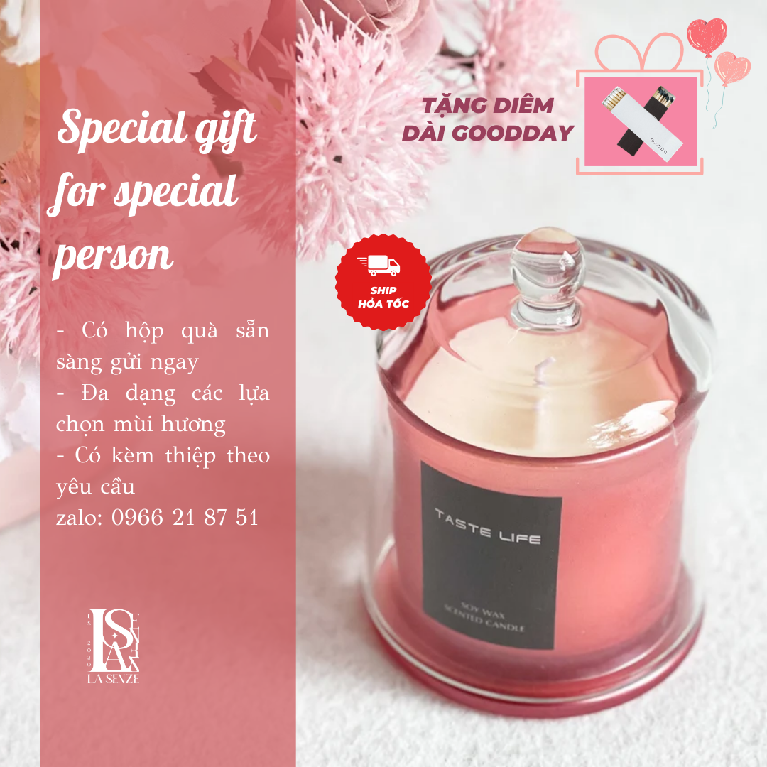 Nến Thơm Tinh Dầu Hũ Pha Lê Cao Cấp Taste Life Home Decoration Set Quà Tặng