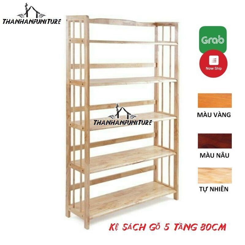 [HCM]Kệ sách gỗ 80cm - 5 tầng